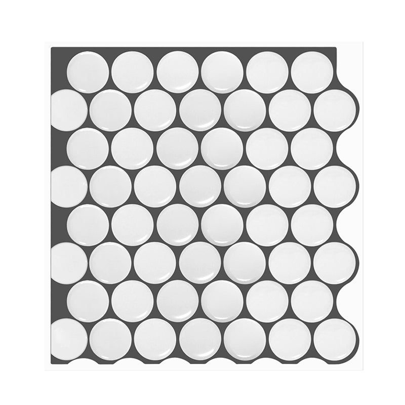 Modern Circles Print Wallpaper Panels White Bathroom Peel Wall Decor, 12' L x 12" W