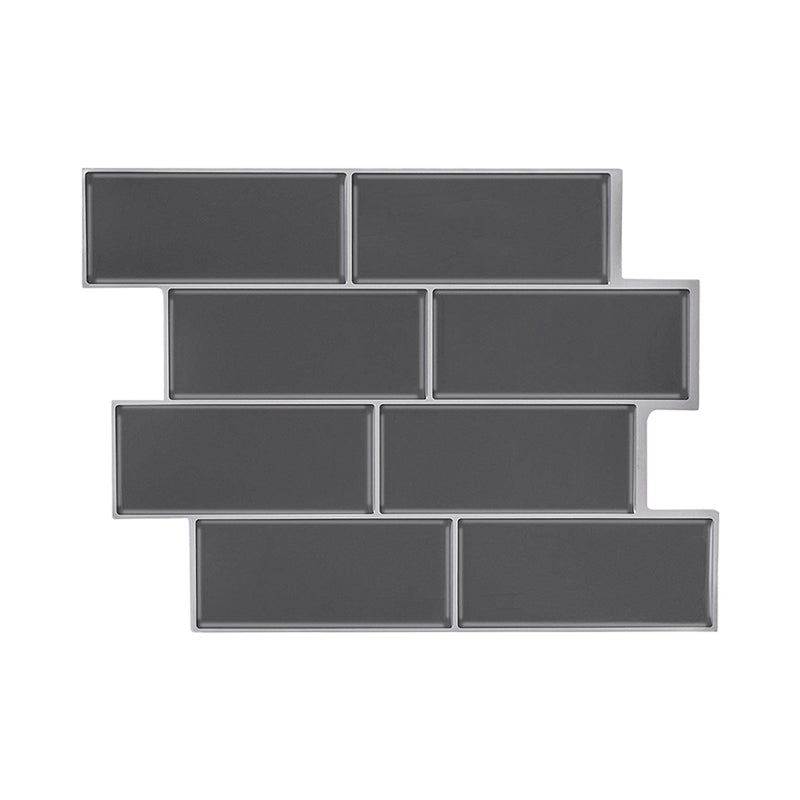 Brick Wallpaper Panel Set Dark Grey PVC Wall Decoration, Peel and Paste, 11' x 8.3"