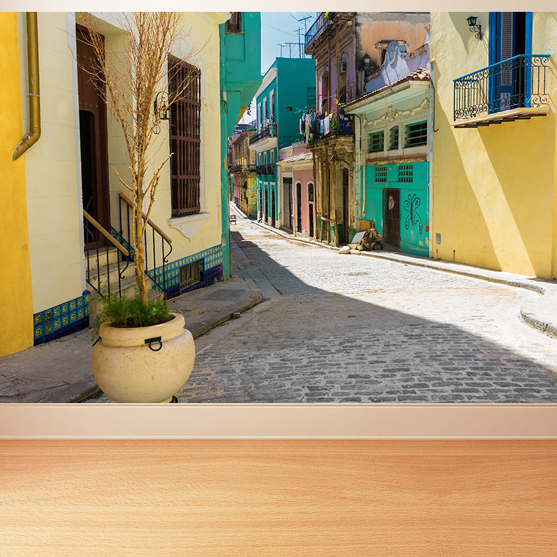 Multicolored House Wall Mural Modern Decorative Living Room Wall Covering, Custom Size Available