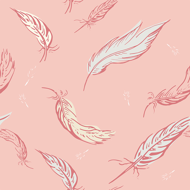 Nature Bird Feathers Mural Wallpaper Contemporary Non-Woven Wall Covering in Soft Color