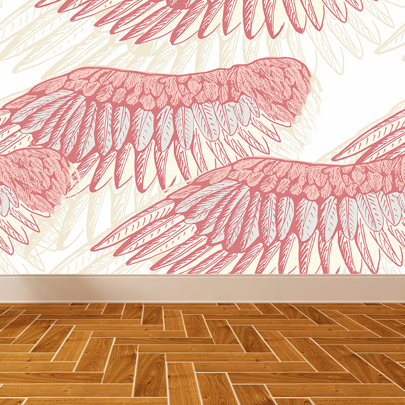 Non-Woven Decorative Wall Mural Modern Bird Wings Wall Covering for Girls Bedroom