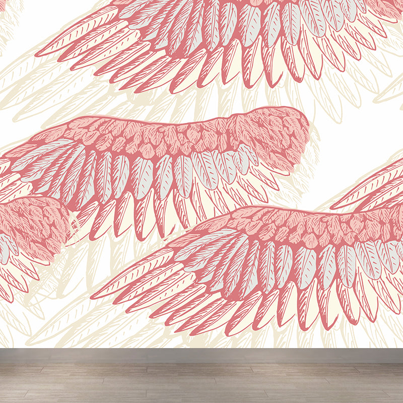 Non-Woven Decorative Wall Mural Modern Bird Wings Wall Covering for Girls Bedroom