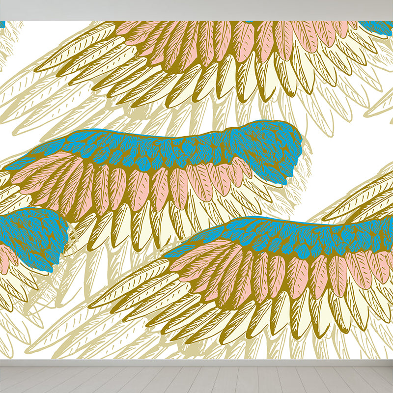 Non-Woven Decorative Wall Mural Modern Bird Wings Wall Covering for Girls Bedroom