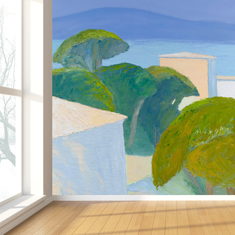 Green Hill and Trees Mural Wallpaper for Ornament Modern Art Living Room Wall Covering