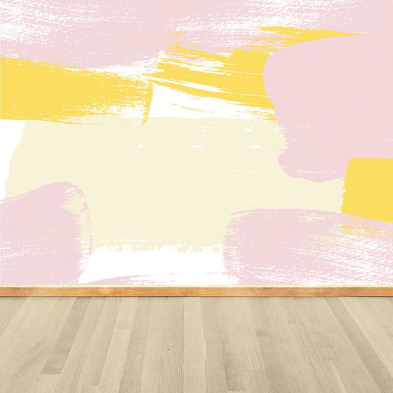 Brush Stroke Pattern Mural Wallpaper Pink Contemporary Wall Covering for Living Room