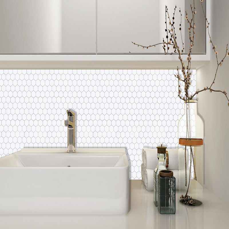 Geometry Hexagon Wallpaper Panel Set Modern PVC Stick Wall Covering in Light Color