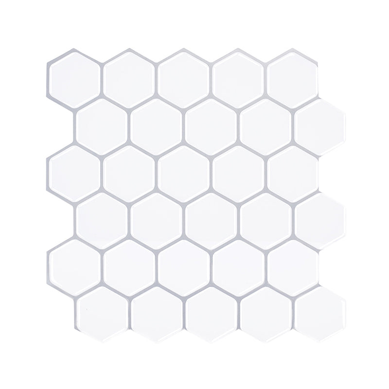 Geometry Hexagon Wallpaper Panel Set Modern PVC Stick Wall Covering in Light Color