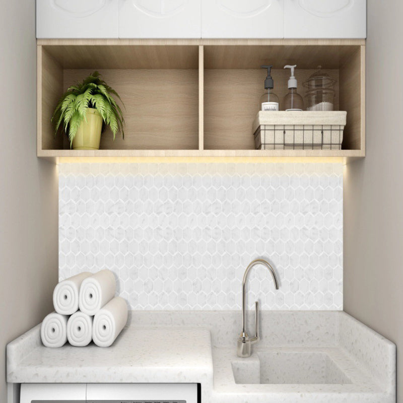 Geometry Hexagon Wallpaper Panel Set Modern PVC Stick Wall Covering in Light Color