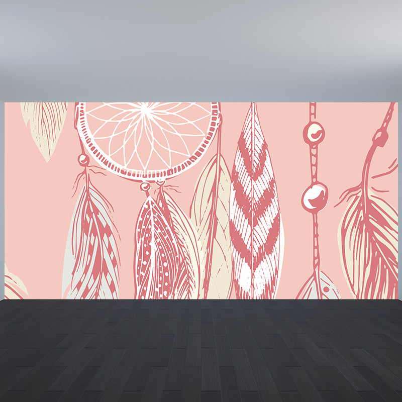 Illustration Dreamcatcher Wall Mural for Living Room, Light Color, Custom Size Available