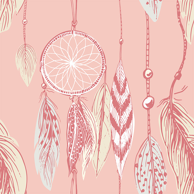 Illustration Dreamcatcher Wall Mural for Living Room, Light Color, Custom Size Available