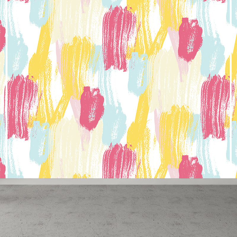 Modern Abstract Mural Wallpaper for Boys Bedroom Customised Wall Covering in Yellow