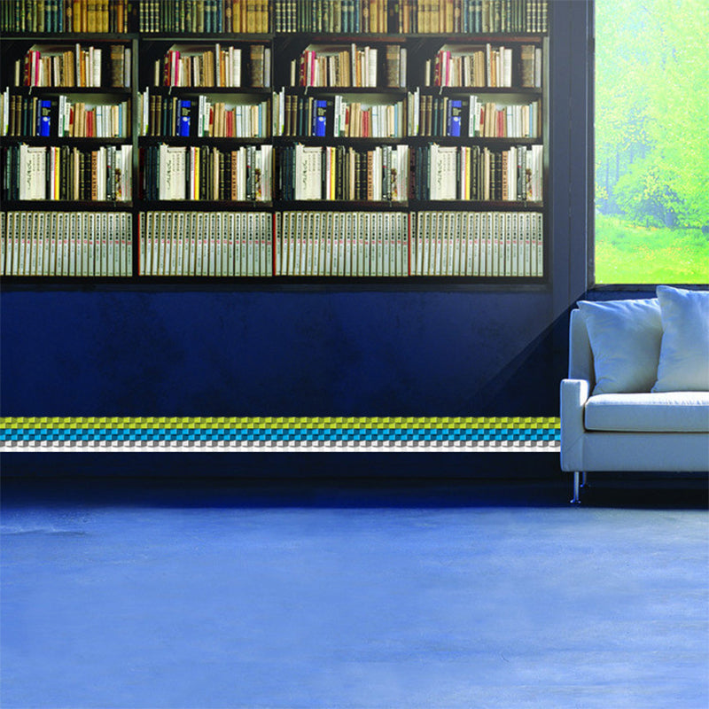 3D Look Mosaic Tile Wallpaper Border Modern PVC Self Sticking Wall Decor in Blue