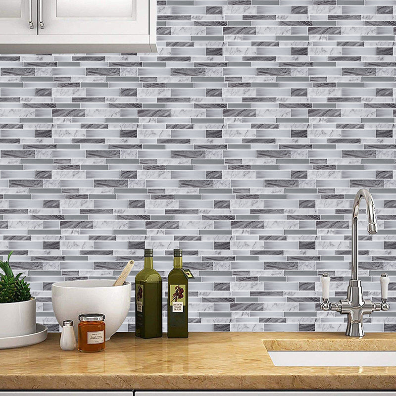Grey Marble Brick Wallpaper Panels Mosaic Cottage Adhesive Wall Covering for Kitchen
