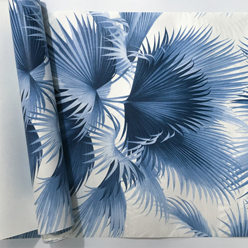 Tropical Palm Leaves Wallpaper Roll Pastel Color Moisture Resistant Wall Art for Home