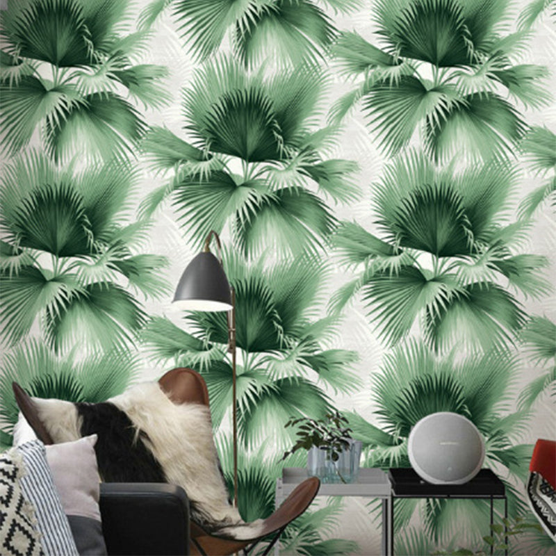 Tropical Palm Leaves Wallpaper Roll Pastel Color Moisture Resistant Wall Art for Home