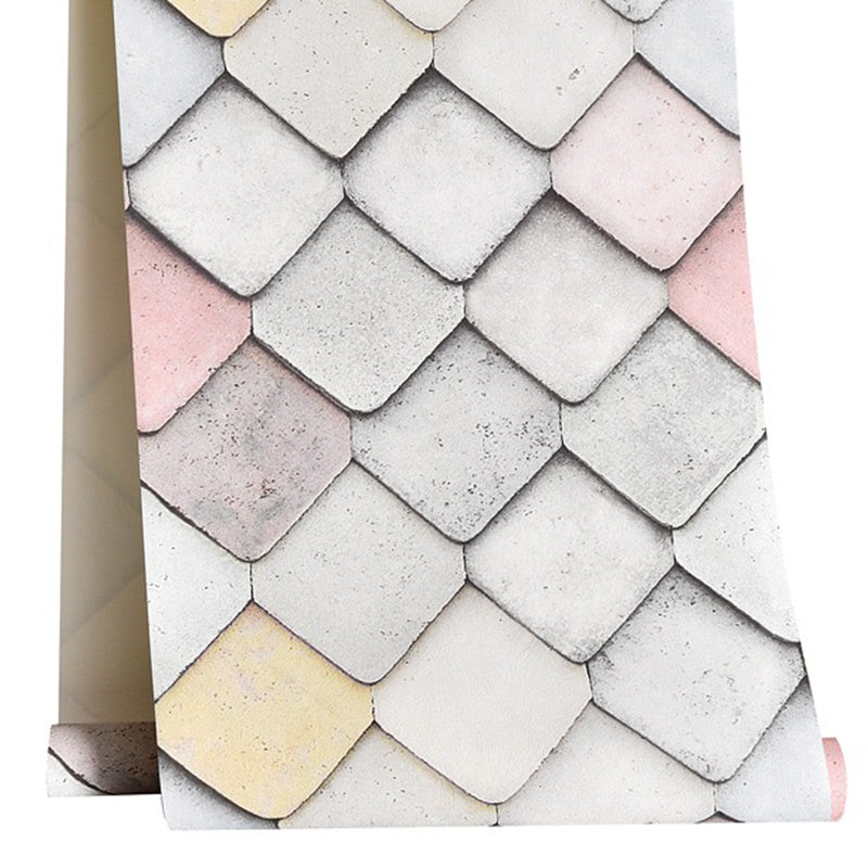 Multicolored Fishscale Wallpaper Roll Waterproof Contemporary Parlor Wall Covering