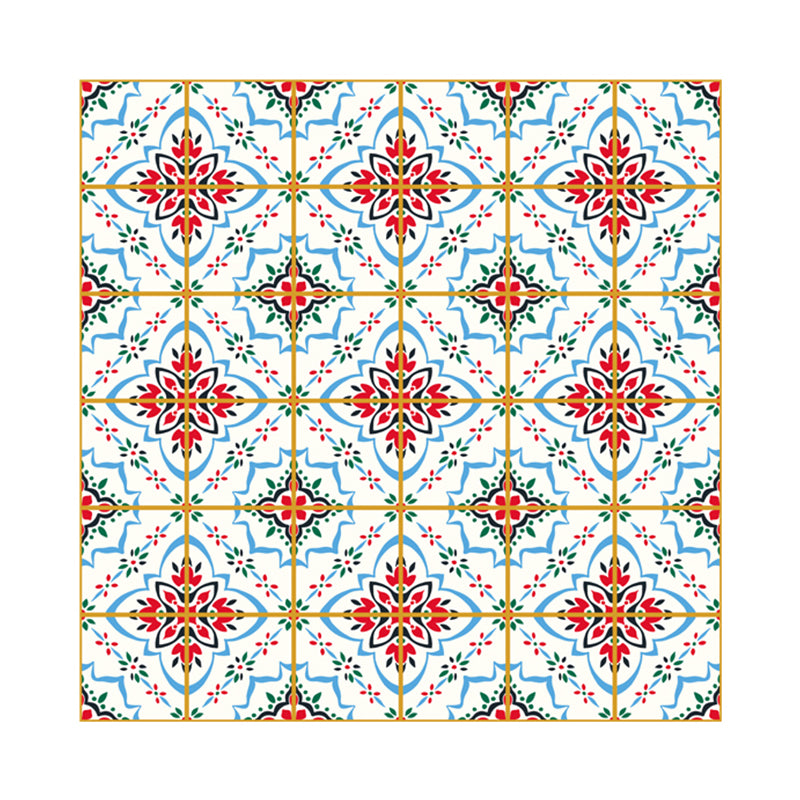 Quatrefoil Floral Print Wallpapers Bohemian Stick On Restroom Wall Covering, 3.5' x 3.5"