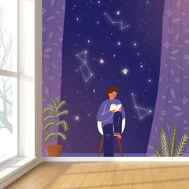 Starry Sky Wall Mural Modern Decorative Living Room Wall Covering, Custom Size Available