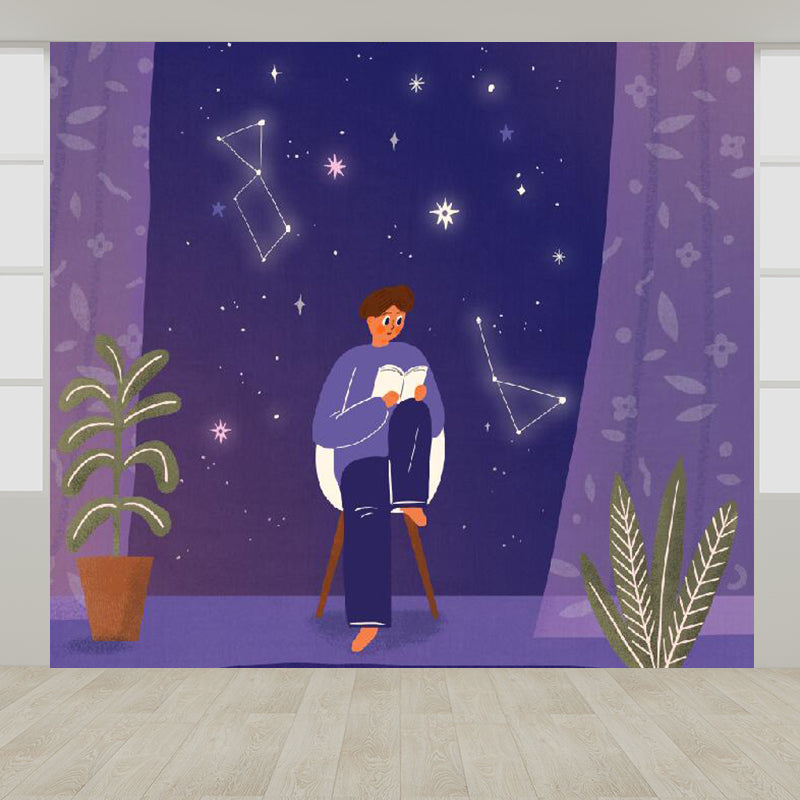 Starry Sky Wall Mural Modern Decorative Living Room Wall Covering, Custom Size Available