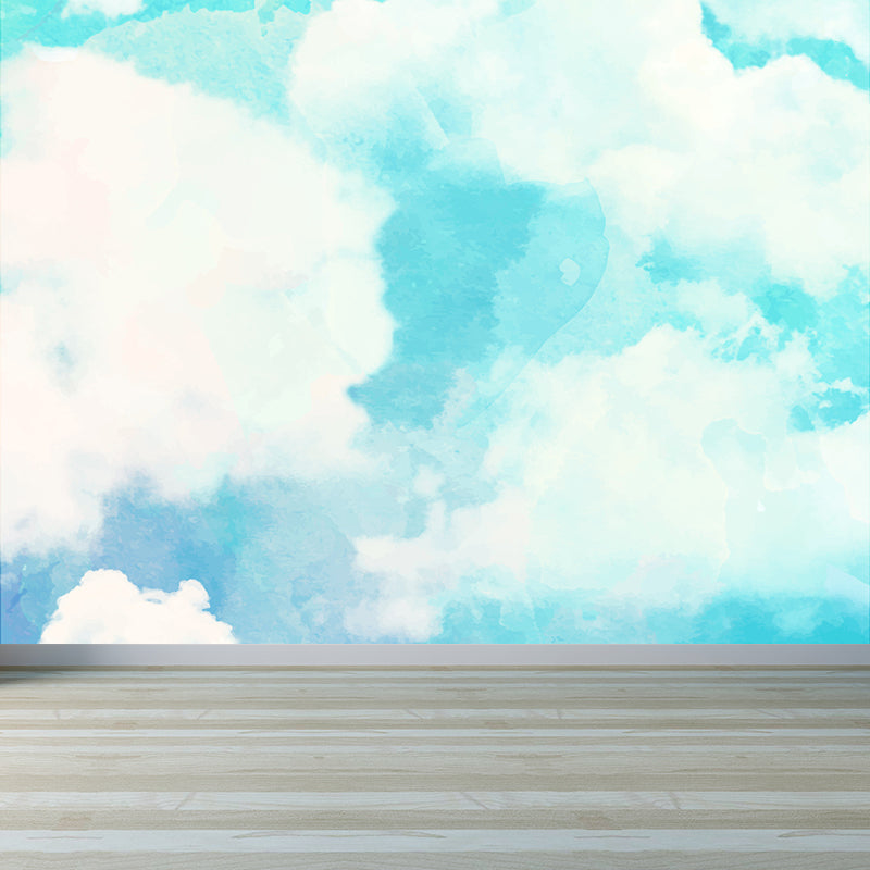 Illustration Abstract Wall Mural for Living Room, Pastel Color, Custom Size Available