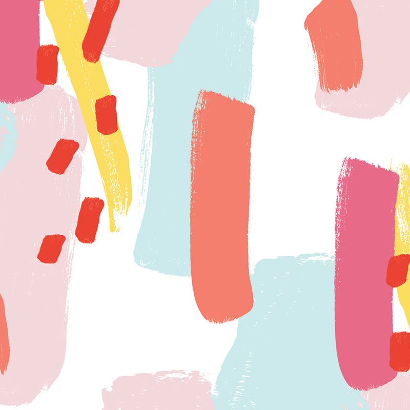 Illustration Style Abstract Wall Mural for Living Room, Blue, Custom Size Available