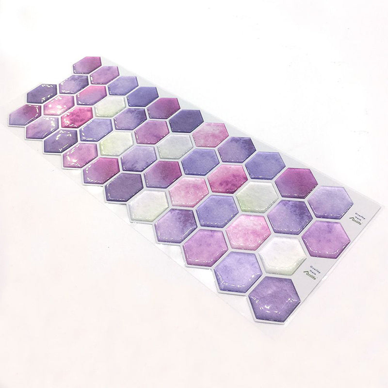 Purple Honeycomb Wallpaper Panels Peel and Stick Modernist Kitchen Wall Covering