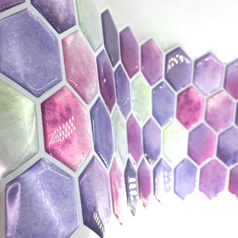 Purple Honeycomb Wallpaper Panels Peel and Stick Modernist Kitchen Wall Covering