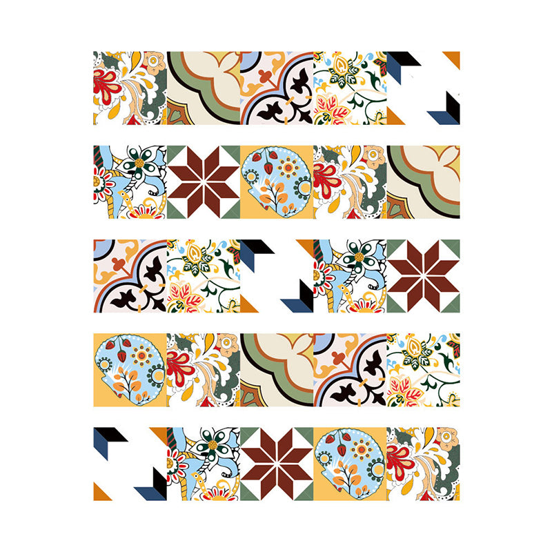 Bohemian Style Flower Wallpaper Panel for Kitchen 3.5' x 8" Peel off Wall Covering in Brown