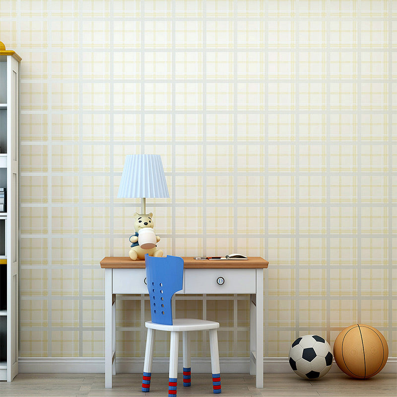 Minimalist Tartan Wallpaper Pastel Color Kids Bedroom Wall Covering, 33' L x 20.5" W