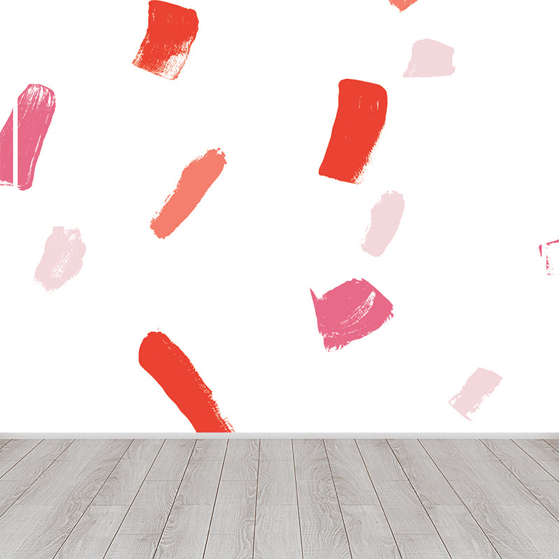 Modern Abstract Wall Mural Non-Woven Stain Resistant Light Pink Wall Art for Living Room