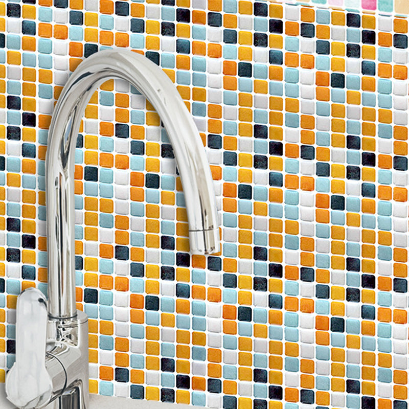 Mosaics Tile Wallpaper Panels Yellow PVC Wall Art, Easy Peel off, 14.6' L x 5.1" W
