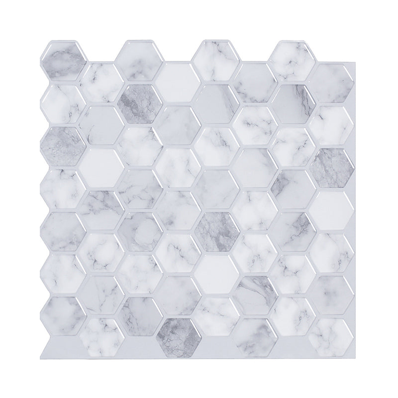 Modern Marble Wallpaper Panels Grey and White Honeycomb Pattern Wall Art, Stick On