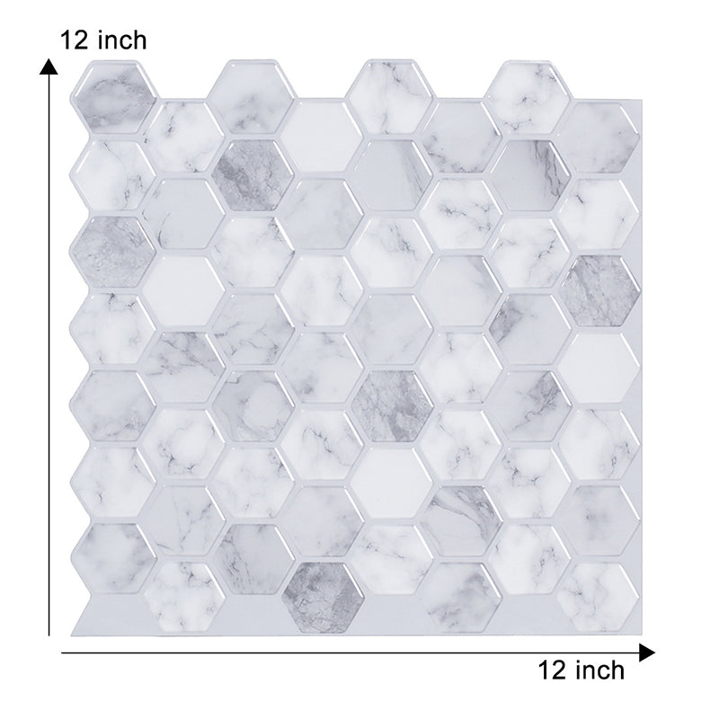 Modern Marble Wallpaper Panels Grey and White Honeycomb Pattern Wall Art, Stick On