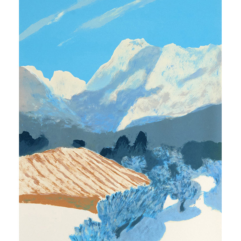 Contemporary Artistic Massif Wall Mural Blue Spring Field Landscape Wall Covering