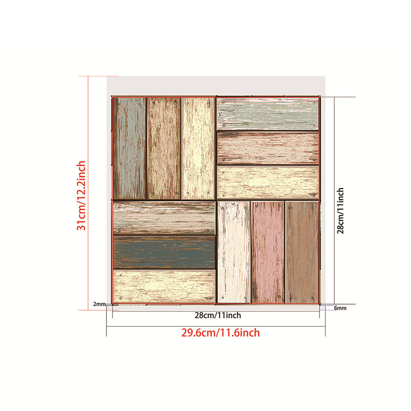 Stacked Wood Lumber Wallpaper Panels Brown Country Wall Art for Living Room, Adhesive