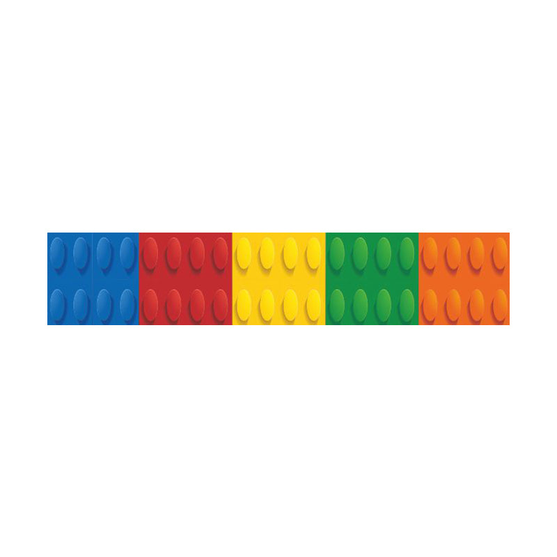 PVC Self-Stick Wallpaper Border Kids Style Building Blocks Wall Covering for Baby Room