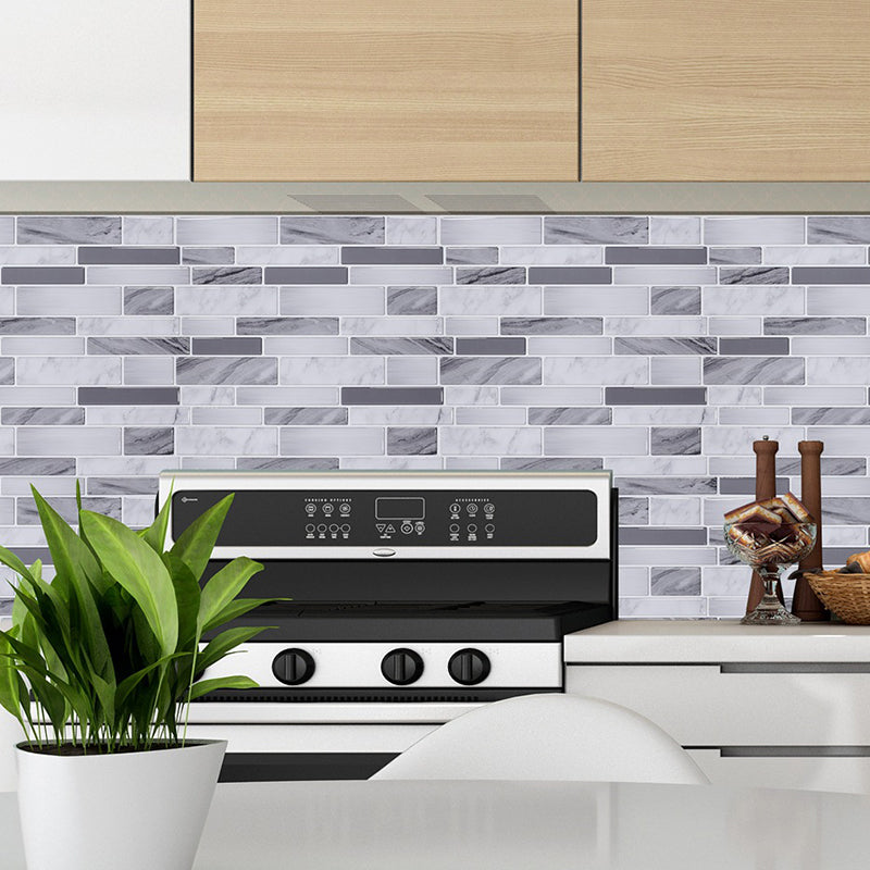 Country Mosaic Tile Stick Wallpapers Grey Brick Look Wall Art for Kitchen Backsplash