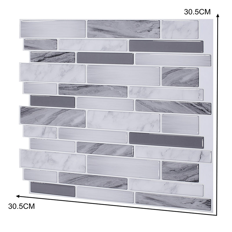 Country Mosaic Tile Stick Wallpapers Grey Brick Look Wall Art for Kitchen Backsplash