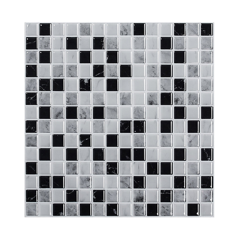 PVC Black Wallpaper Panels Bohemian Mosaic Tiles Adhesive Wall Covering, 9.8' x 9.8"