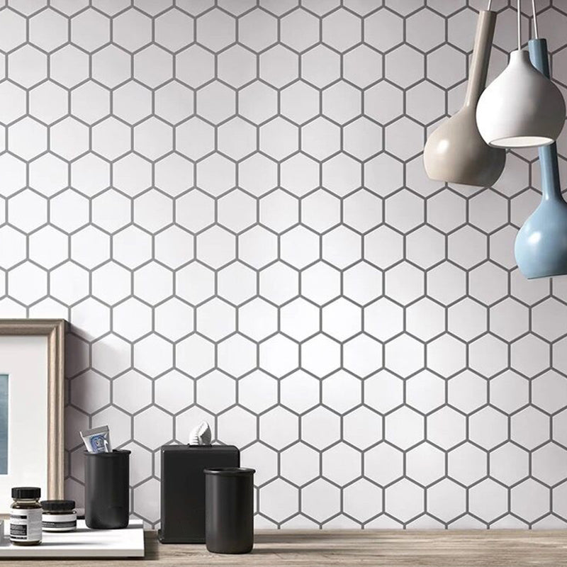 White Honeycomb Wallpaper Panels Self Sticking Contemporary Dining Room Wall Covering