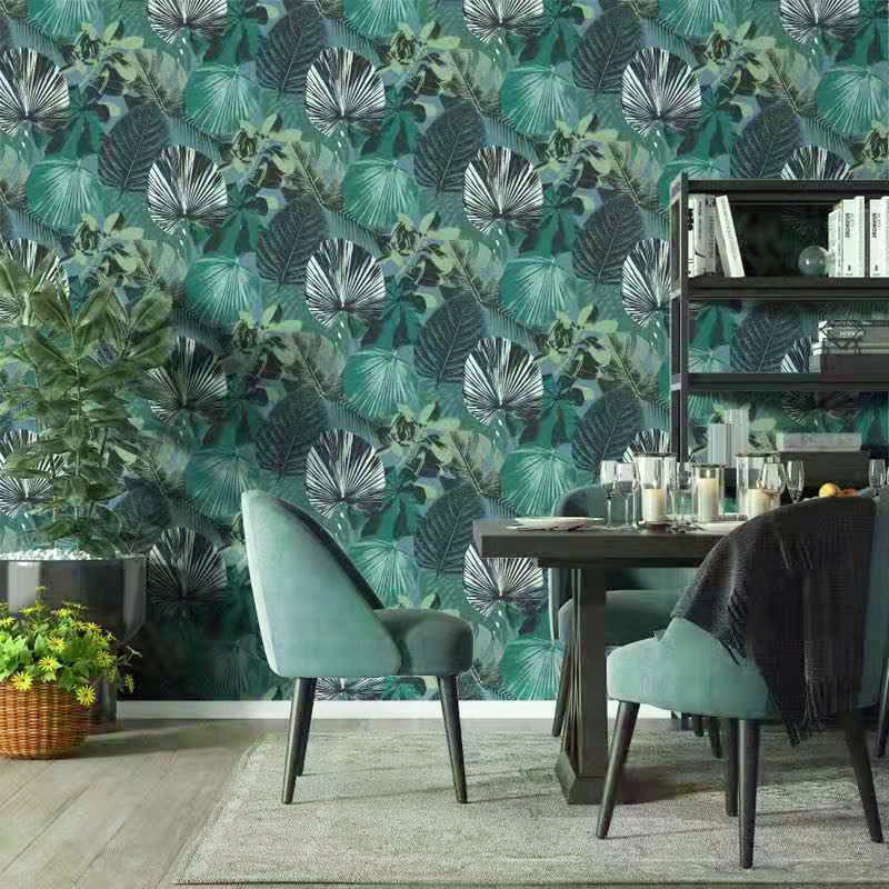 Tropix Botanical Wallpaper Non-Woven Waterproof Green Wall Covering for Living Room