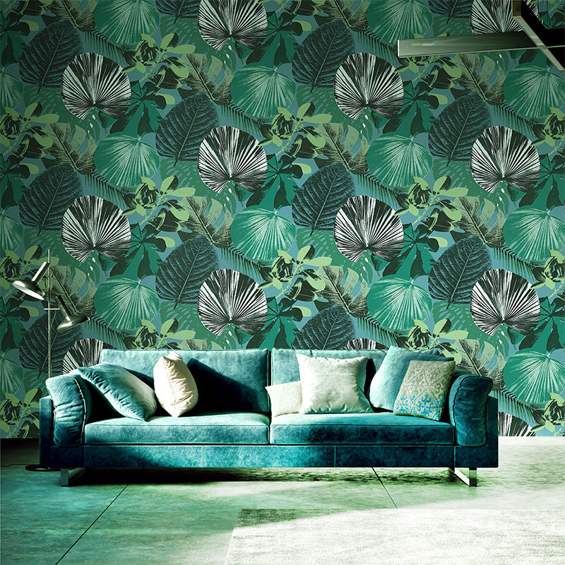 Tropix Botanical Wallpaper Non-Woven Waterproof Green Wall Covering for Living Room