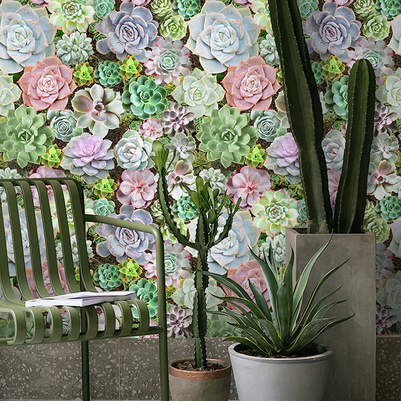 Papier peint adhésif en fleurs de plantes succulentes vertes, décoration murale bonsaï pour balcon