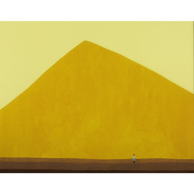 Hills Scene Painting Mural Decal Yellow Contemporary Art Wall Covering for Living Room