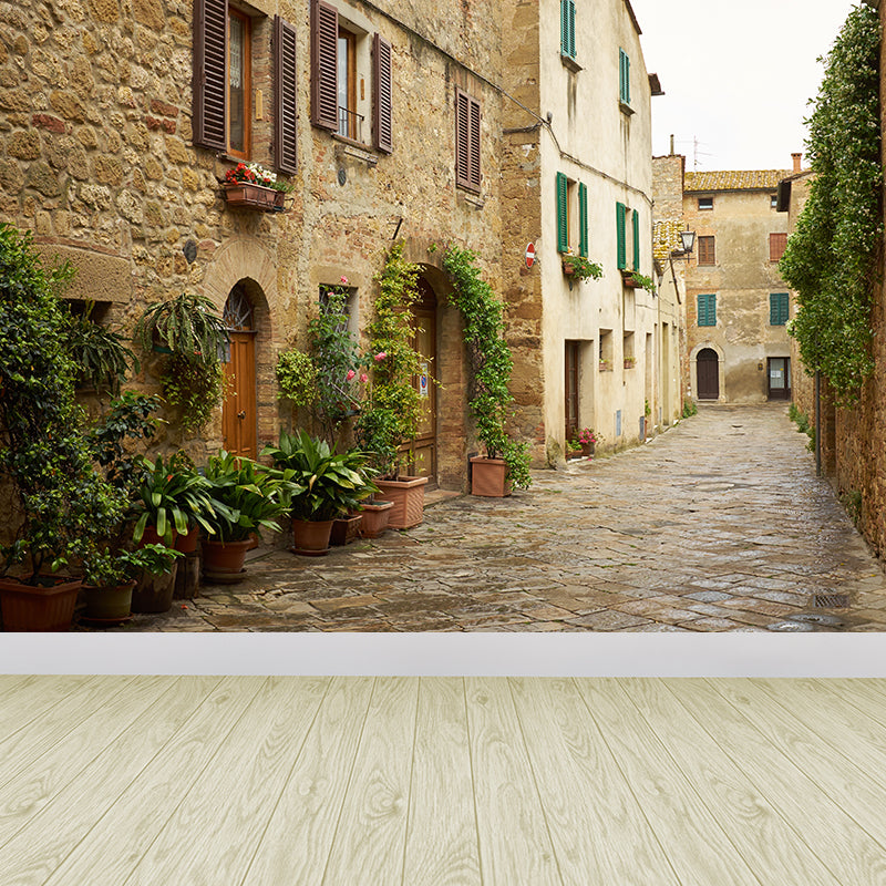 Photography Style Tranquil Town Mural Giant Wall Covering for Dining Room, Custom