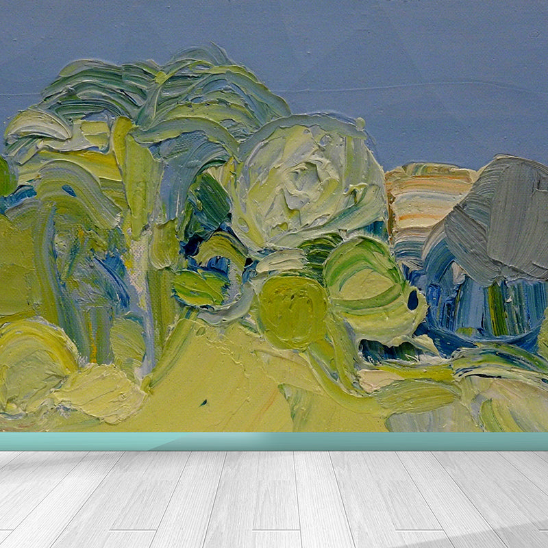 Nature Scene Painting Mural Decal Green Contemporary Art Wall Covering for Living Room