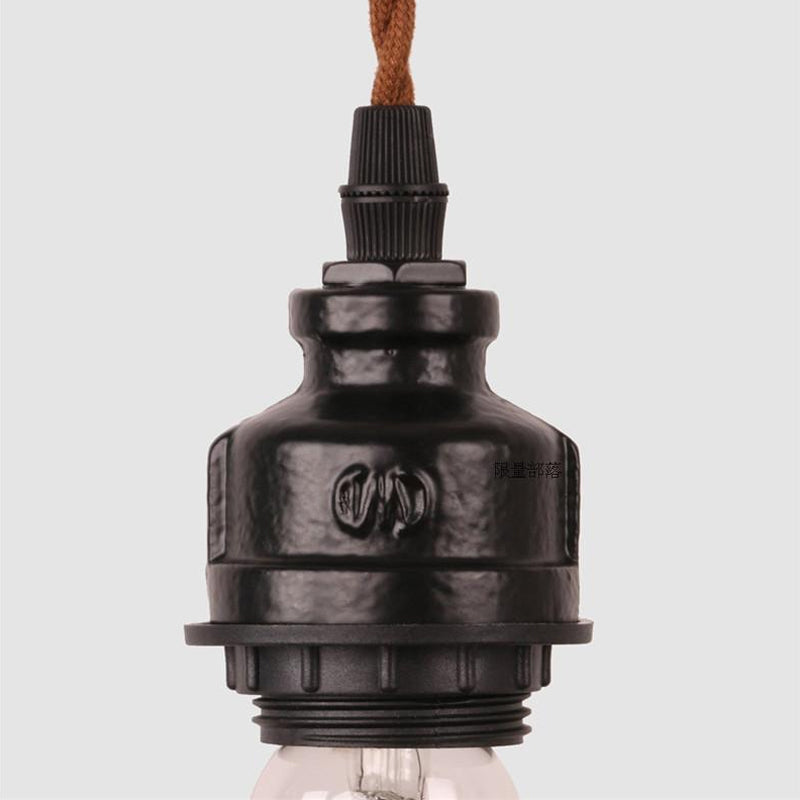 Lampada a sospensione per tubi con finitura nera con lampadina vintage in sospeso metallizzato a 6 luci a 6 luci