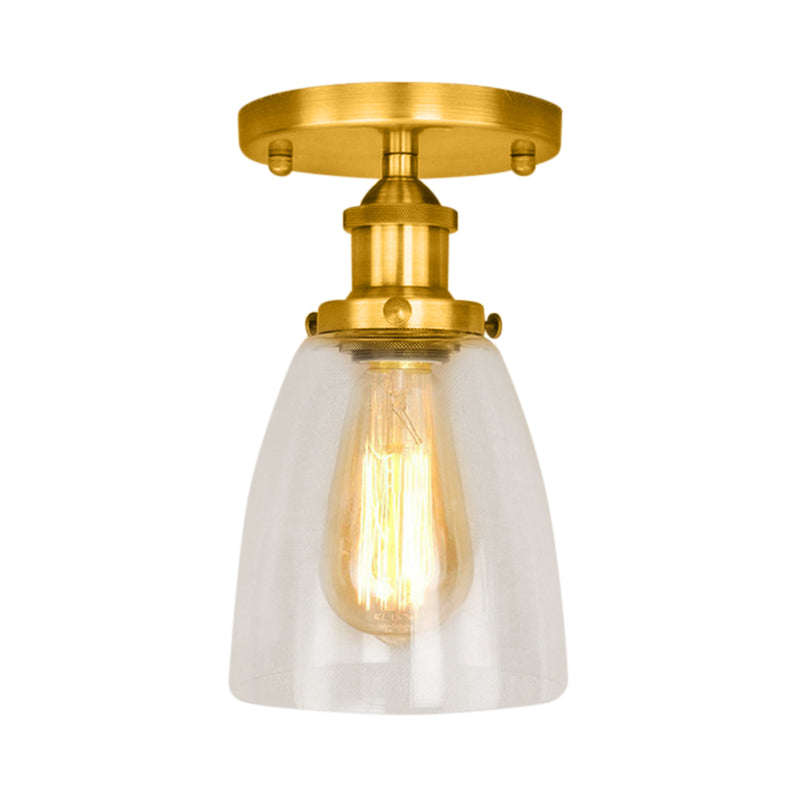 Luminaires de plafond à une ampoule, cône industriel en verre transparent, éclairage semi-encastré en argent/laiton/rouille