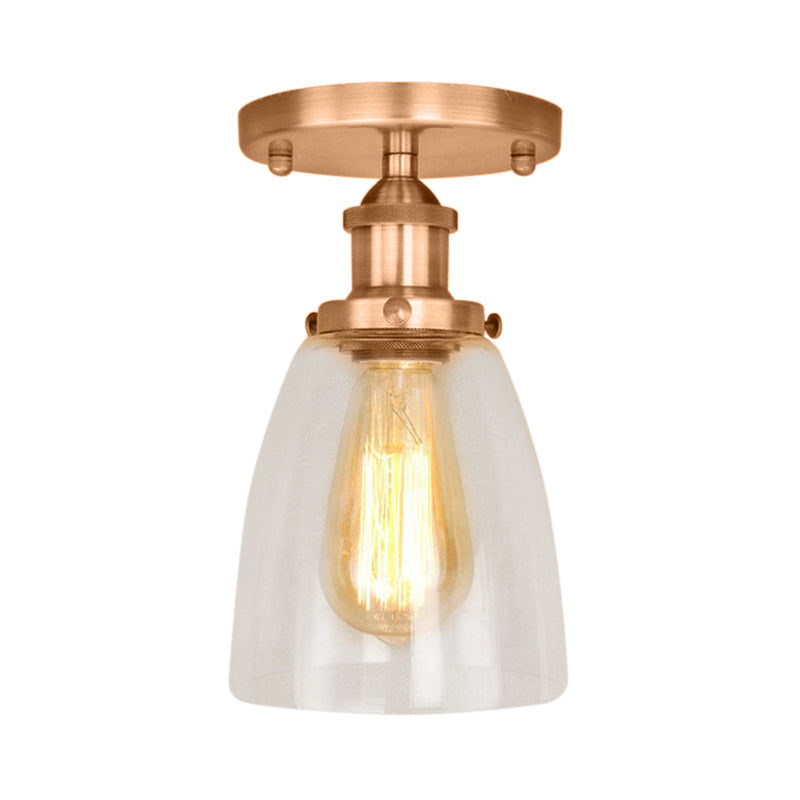 Luminaires de plafond à une ampoule, cône industriel en verre transparent, éclairage semi-encastré en argent/laiton/rouille