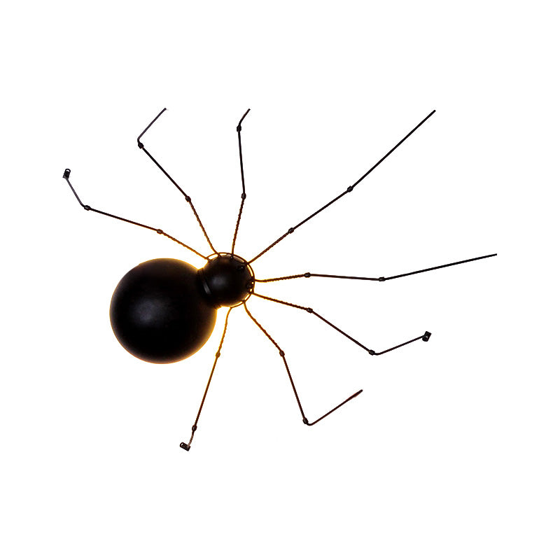 Black Spider Wall Sconce Single Light Metal Industrial Sconce Light for Kid Bedroom